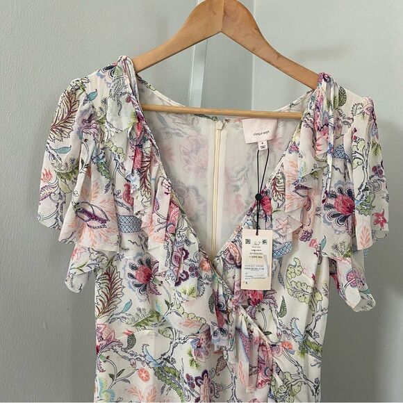 NWT Cinq a Sept Sheila Faux Wrap Floral Ruffle Dress size 8 - Picture 6 of 15
